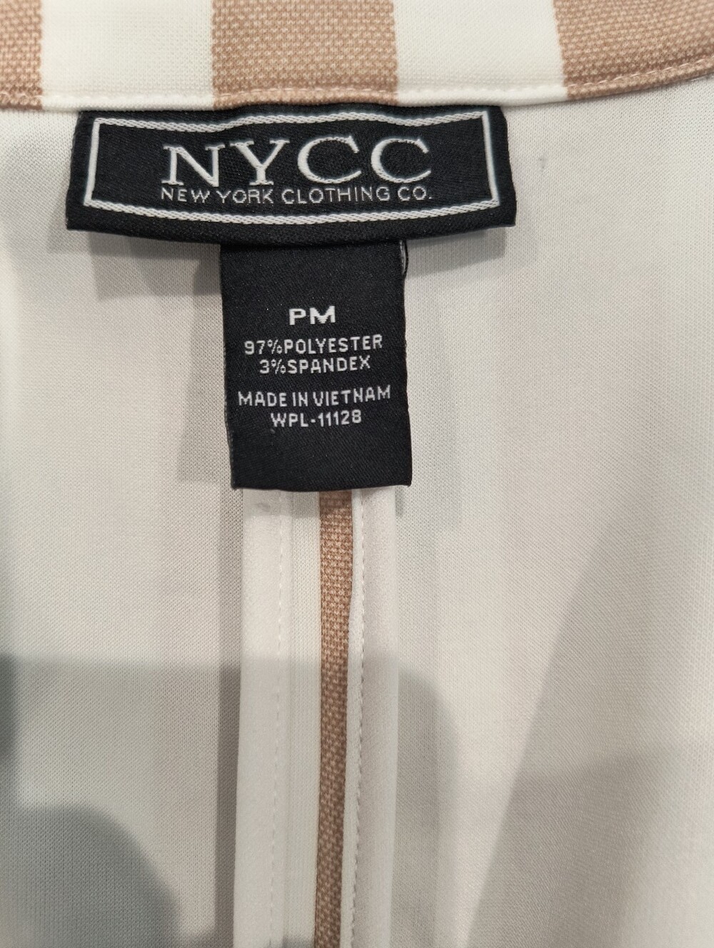 NWT NYCC Tan and White Striped Single-Button Blazer - Picture 5 of 5